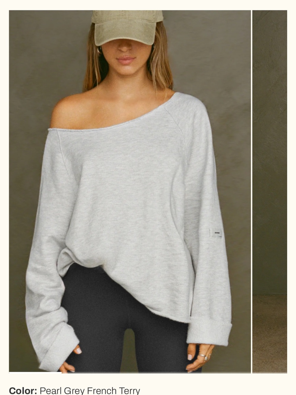 Joah Brown Pearl Grey Off-Shoulder Sweatshirt